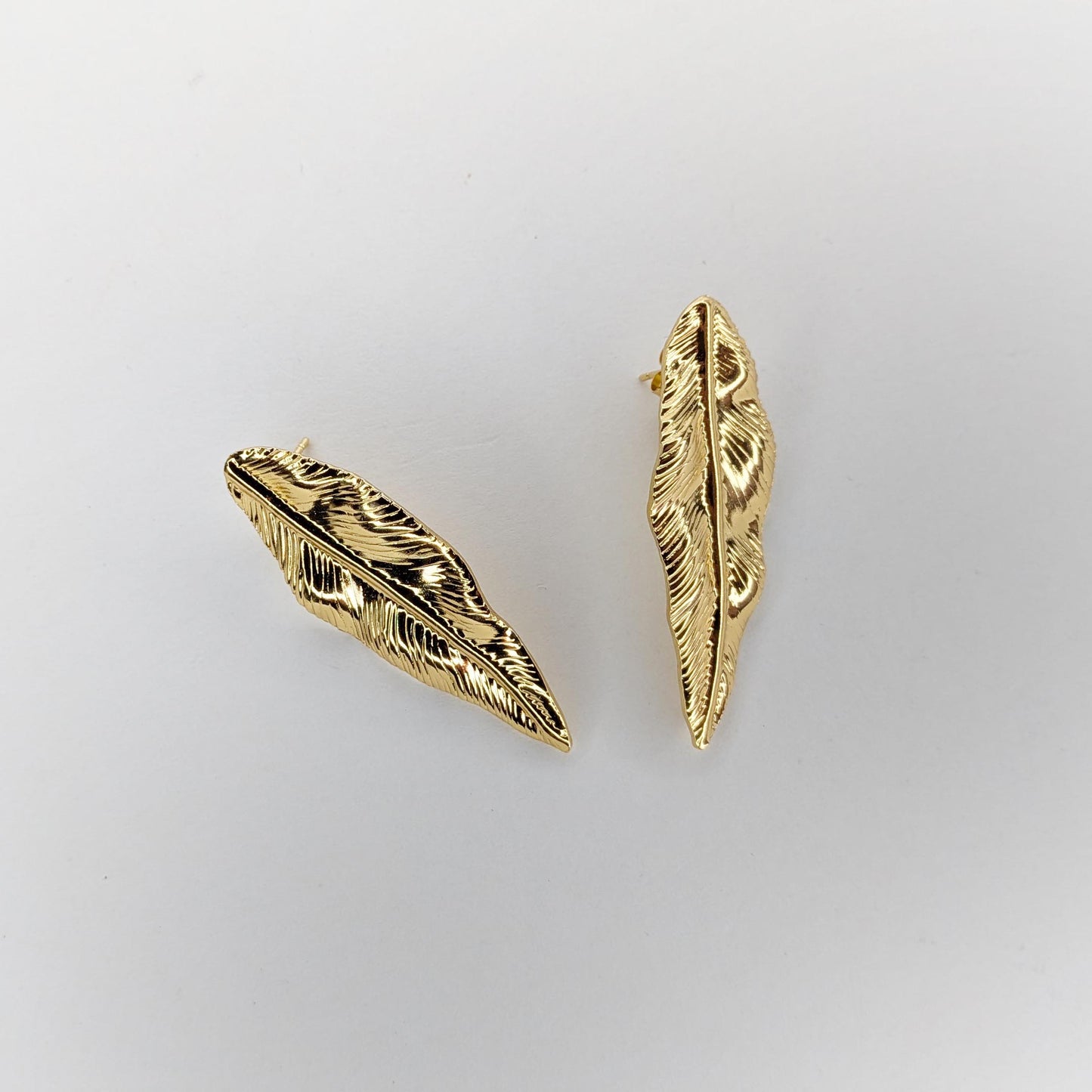 Yatziri Gold Stainless Steel Feather Earrings (Aretes)