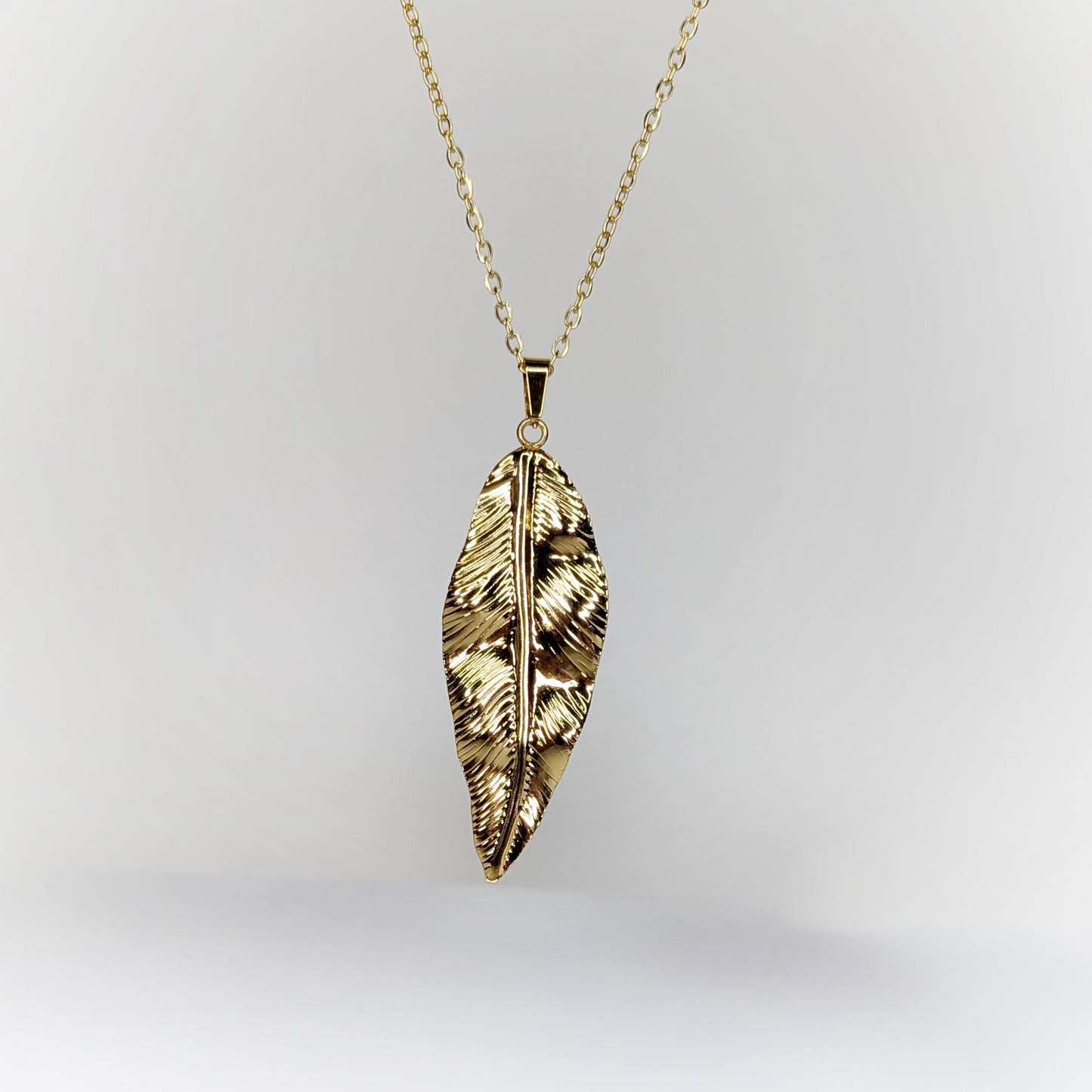 Yatziri Gold Stainless Steel Feather Necklace (Collar)