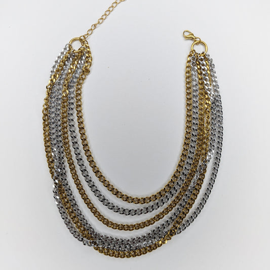 Karina Two-Tone Layered Chain Necklace (Collar)