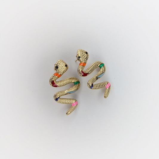 Selma Gold Snake Earrings Stainless Steel (Collar)