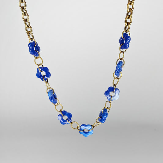 Margarita Blue Flower Necklace (Collar)
