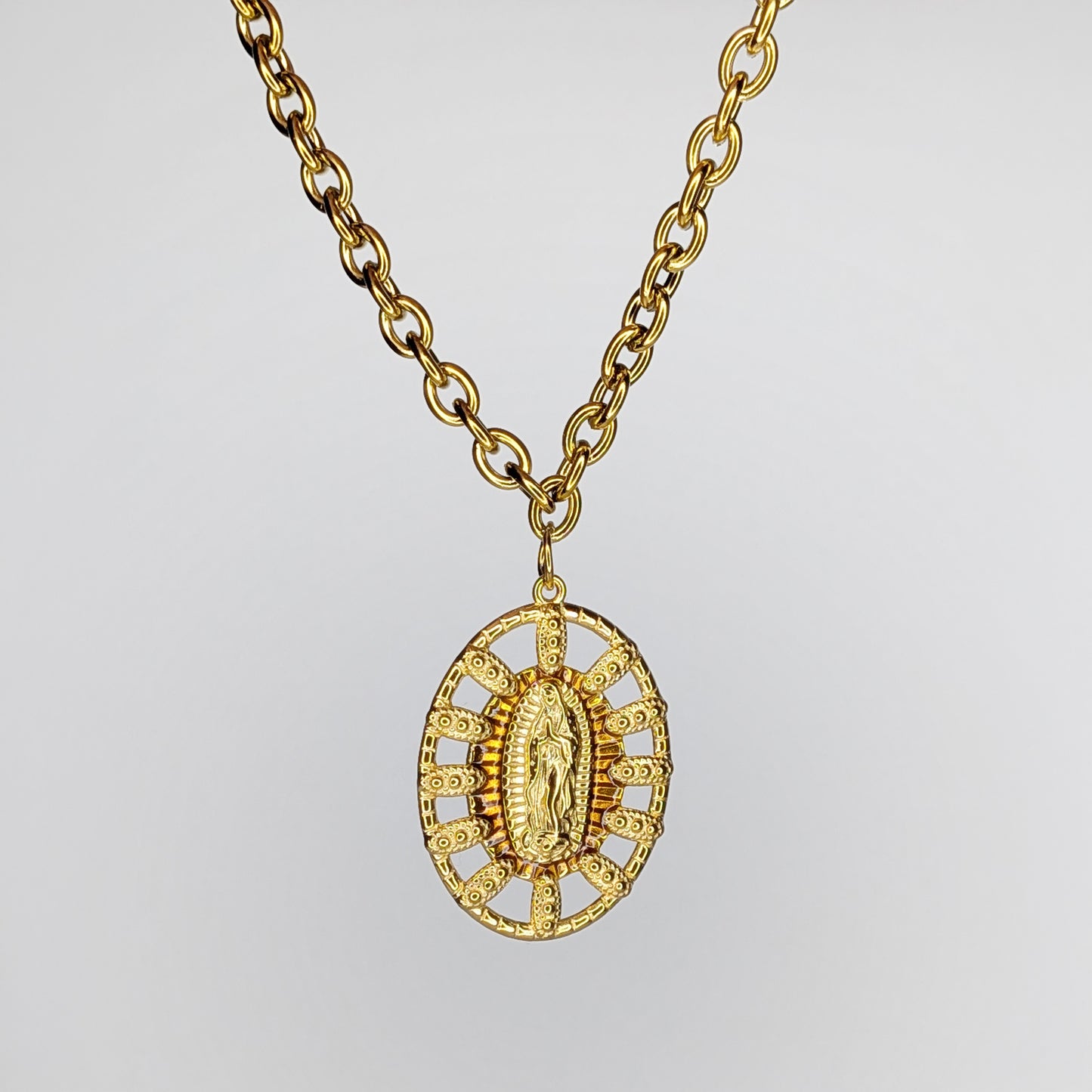 Virgen Guadalupe Stainless Steel Pendant Necklace (Collar)