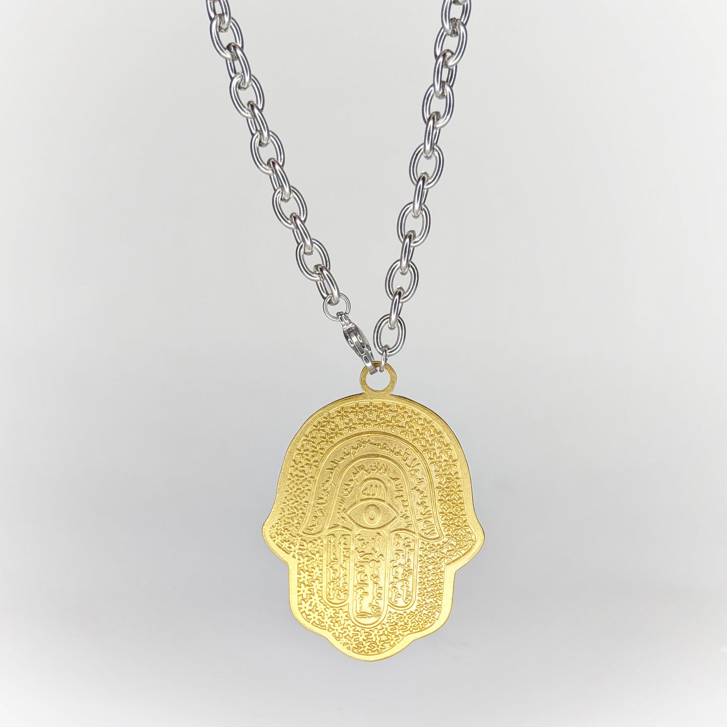 Alexia Two Tone Stainless Steel Hamsa Necklace (Collar)
