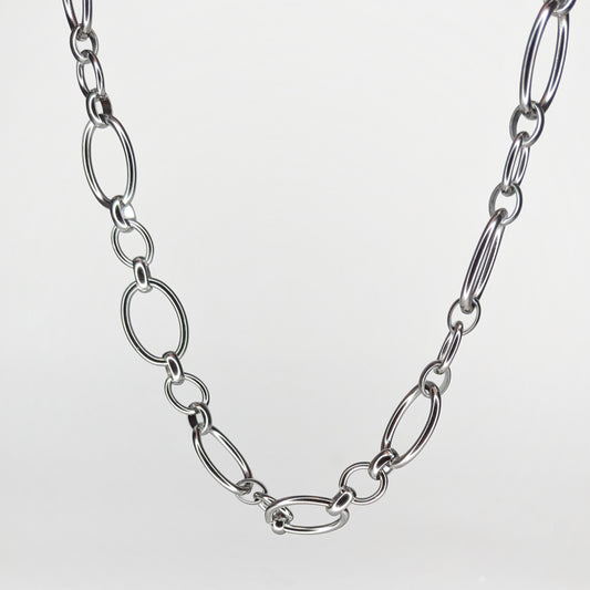 Andy Silver Link Chain Stainless Steel Necklace (Collar