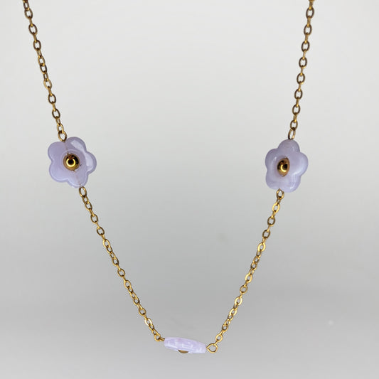 Aluna Lilac Stainless Steel Flower Necklace (Collar)