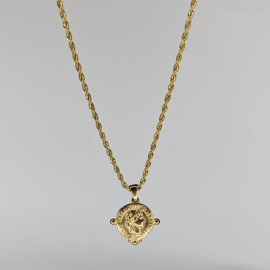 Reinis Gold Stainless Steel Coin Necklace (Collar)