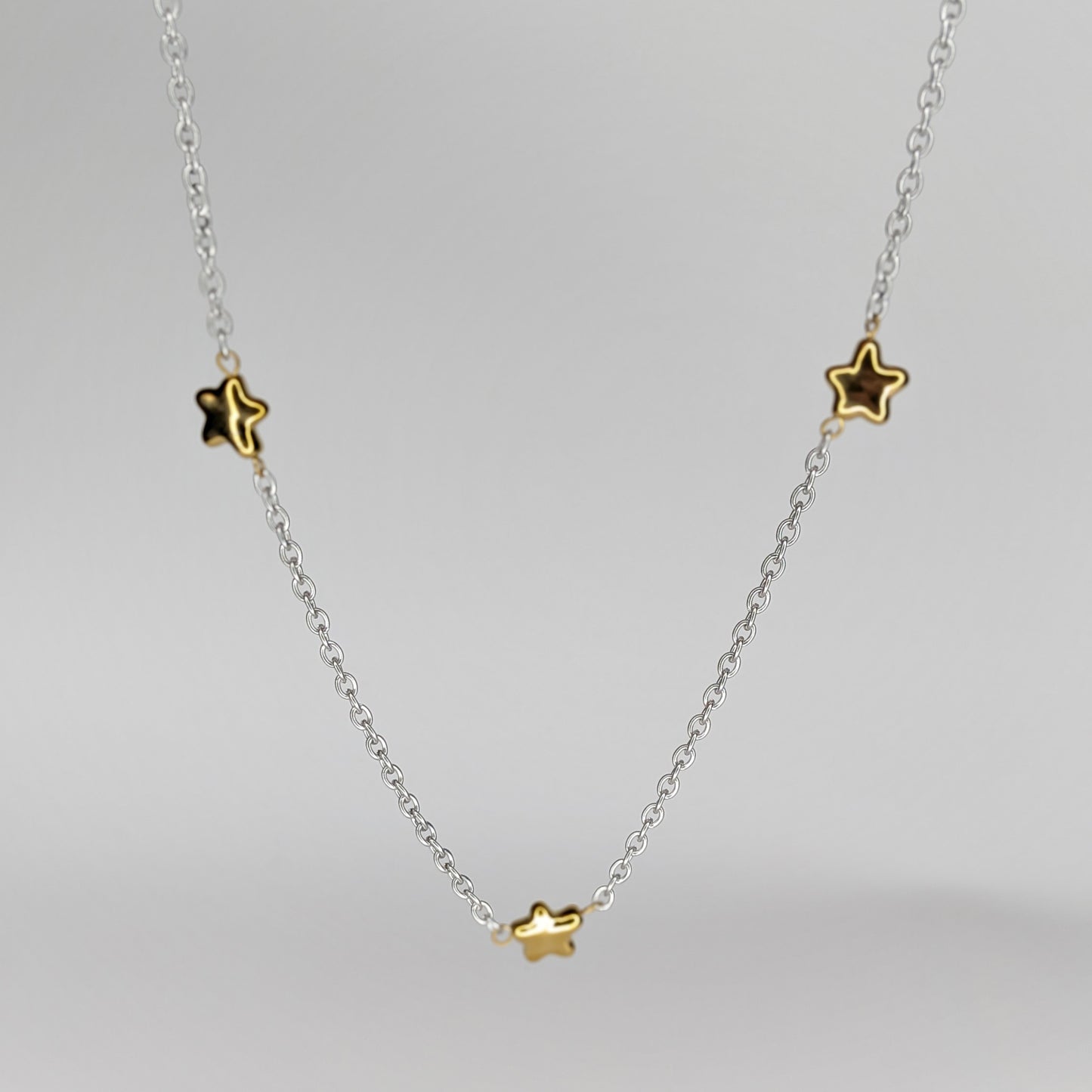 Aria Two Tone Stainless Steel Star Necklace (Collar)