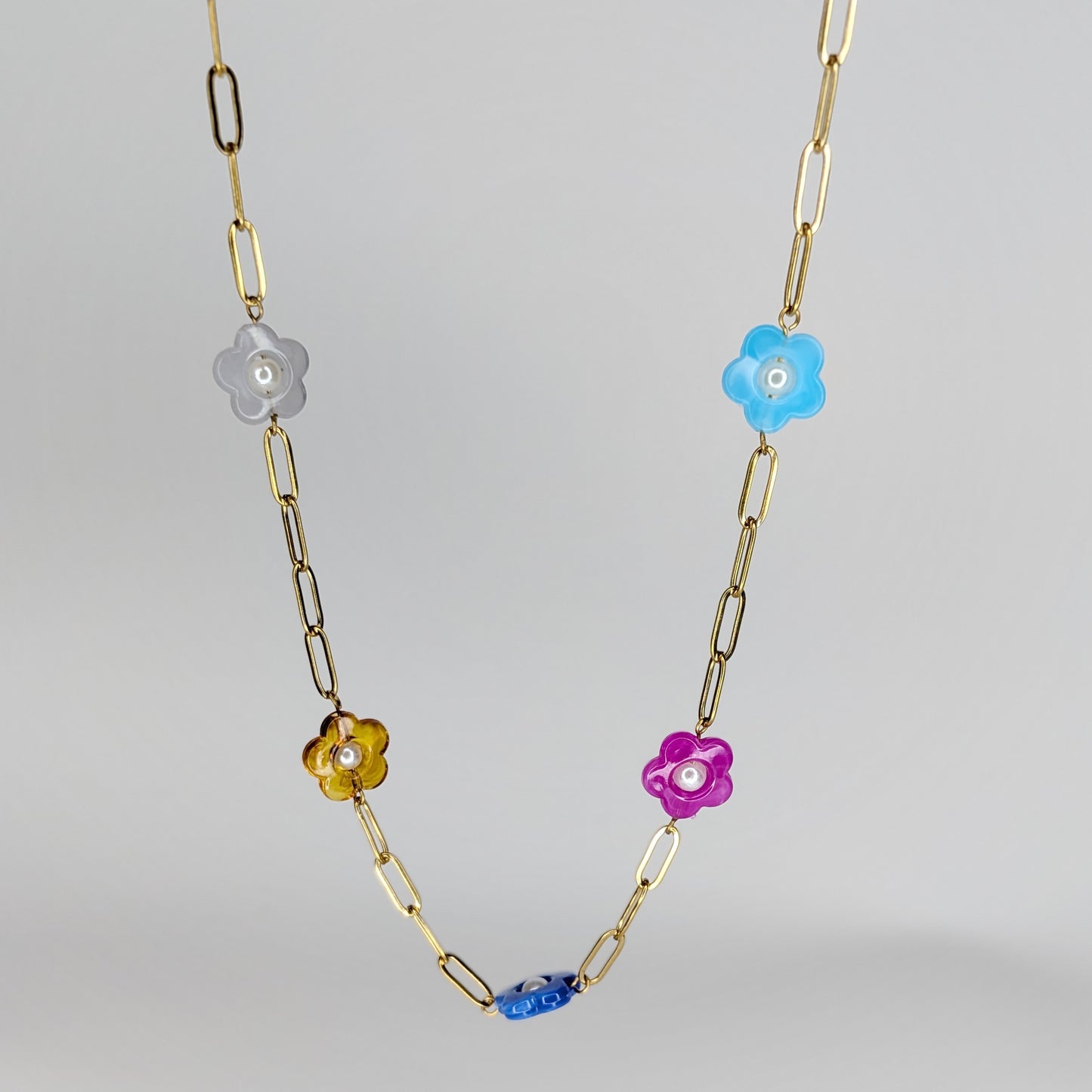 Margara Multicolor Flower Pearl Necklace (Collar)