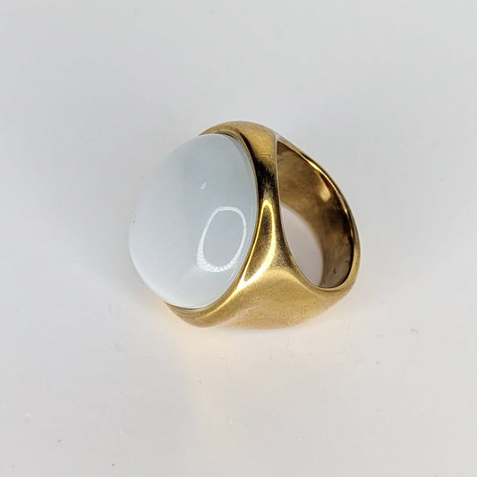 Natashhaa White Stainless Steel Statement Ring (Anillo)