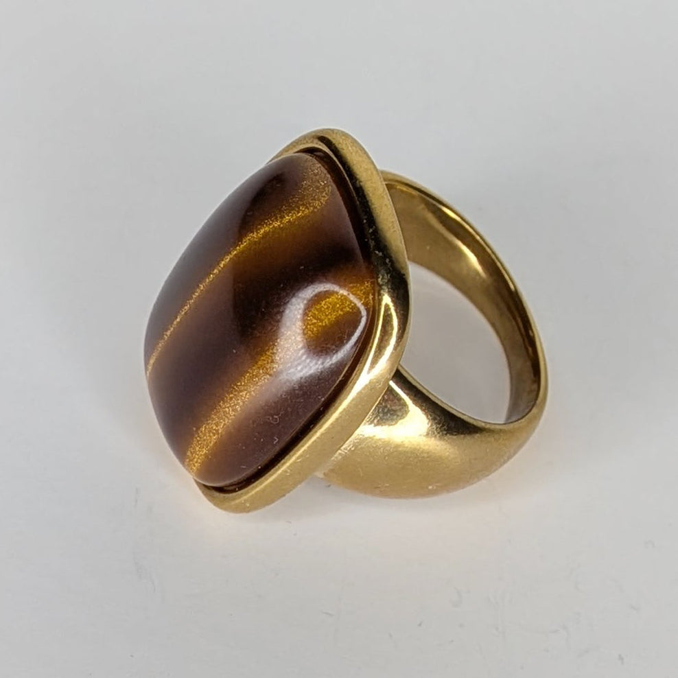 Charito Tiger Eye Style Stainless Steel Statement Ring (Anillo)