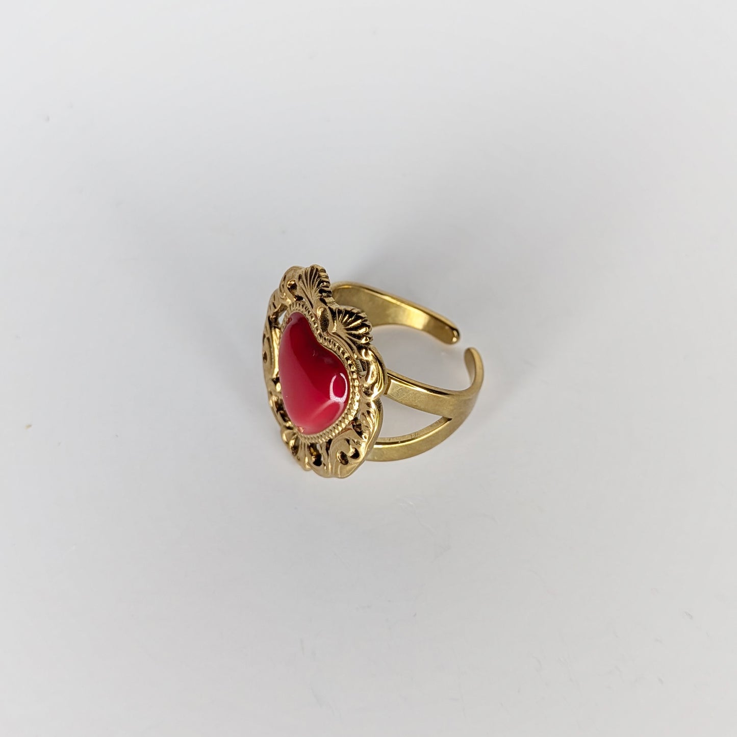 Martiz Red & Gold Stainless Steel Adjustable Ring (Anillo)