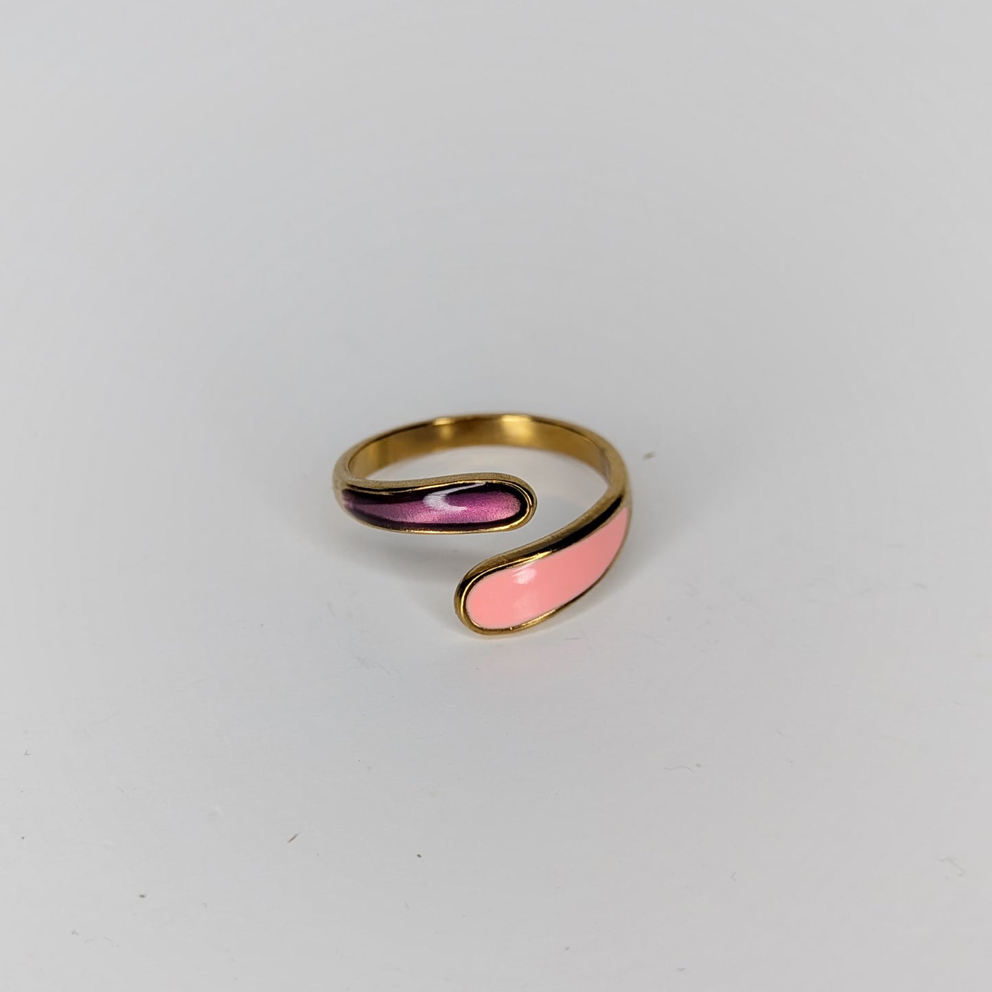 Rubicita Pink Stainless Steel Adjustable Ring (Anillo)