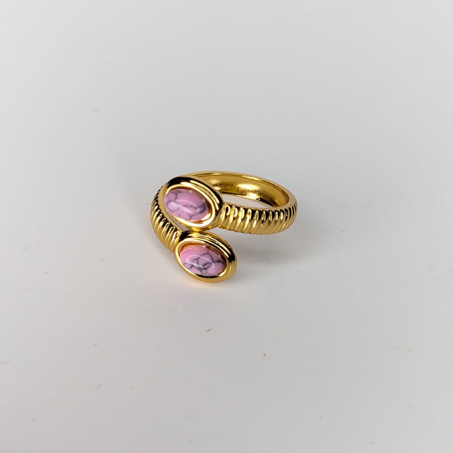 Diana Pink Marbled Stainless Steel Adjustable Ring (Anillo)