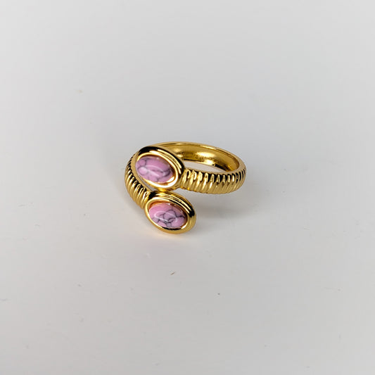 Diana Pink Marbled Stainless Steel Adjustable Ring (Anillo)