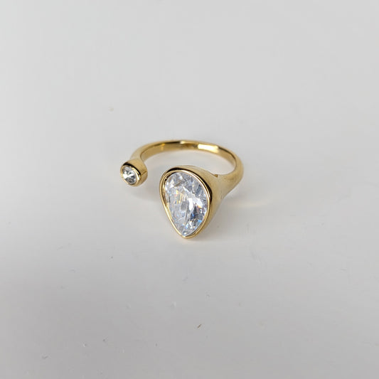 Juanita Crystal Stainless Steel Adjustable Ring (Anillo)