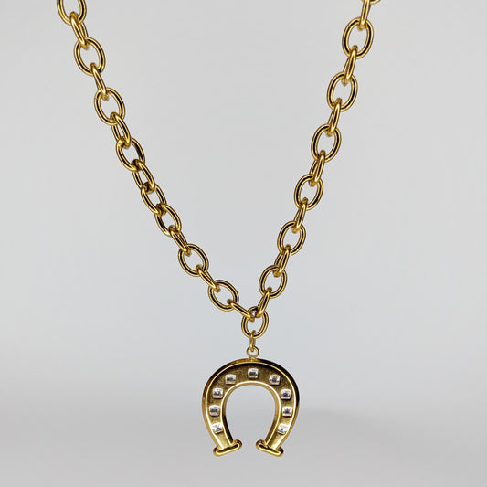 Pau Gold Stainless Steel Horseshoe Necklace (Collar)