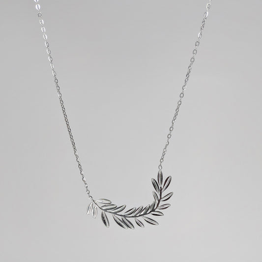 Zaji Silver Leaf Necklace (Collar)
