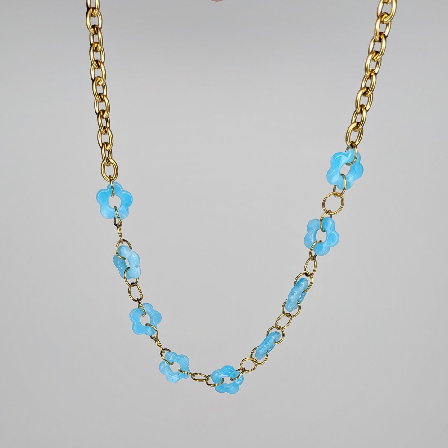 Margarita Light Blue Flower Necklace (Collar)