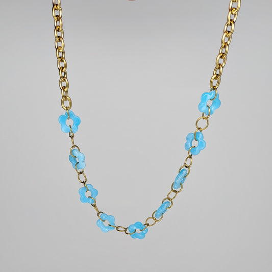 Margarita Light Blue Flower Necklace (Collar)