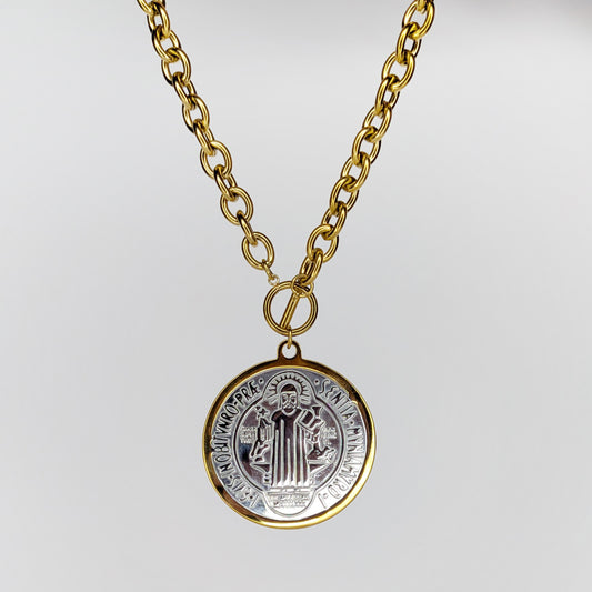 San Benito T-Bar Stainless Steel Necklace (Collar)