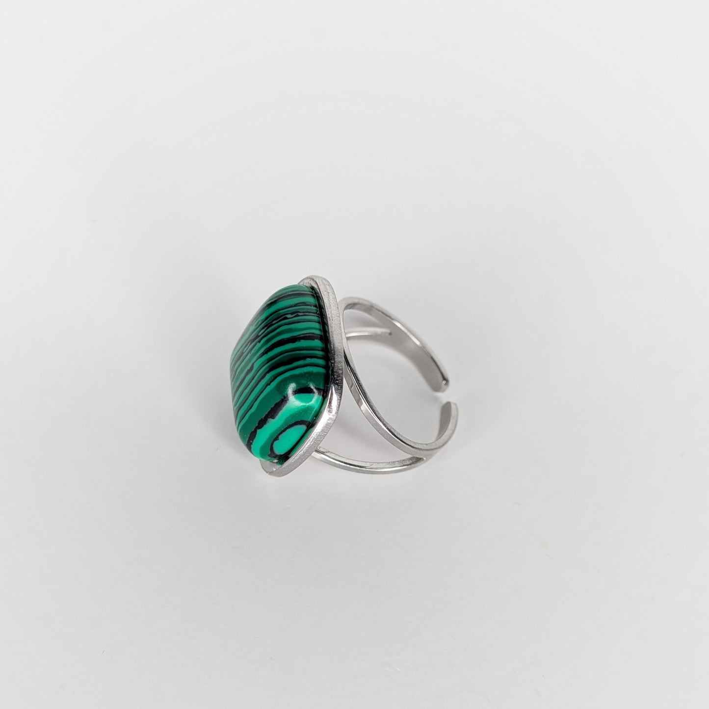 Alda Silver Green Stainless Steel Ring (Anillo)