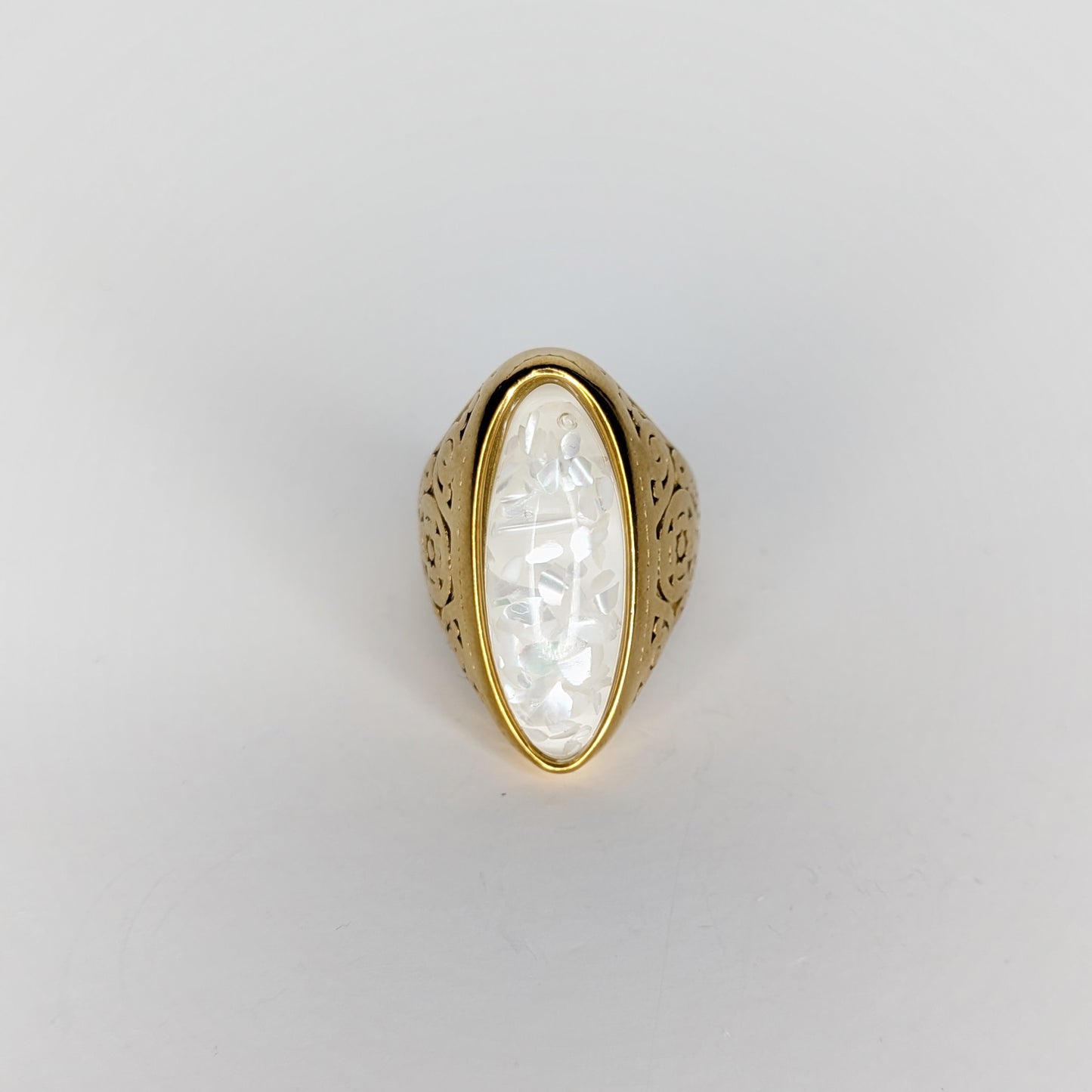 Monze White Stainless Steel Ring (Anillo)