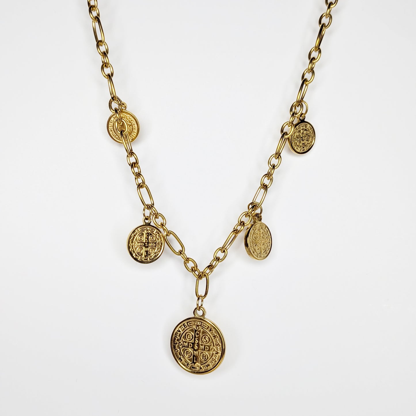 San Benito 5-Coin Stainless Steel Necklace (Collar)