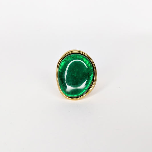 Natashhaa Green Stainless Steel Statement Ring (Anillo)