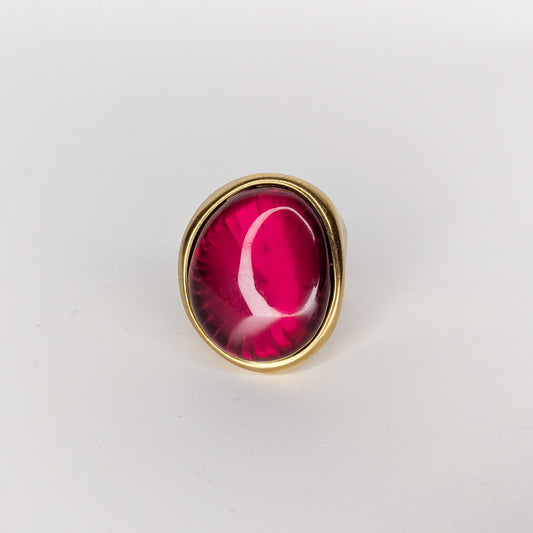 Natashhaa Red Stainless Steel Statement Ring (Anillo)