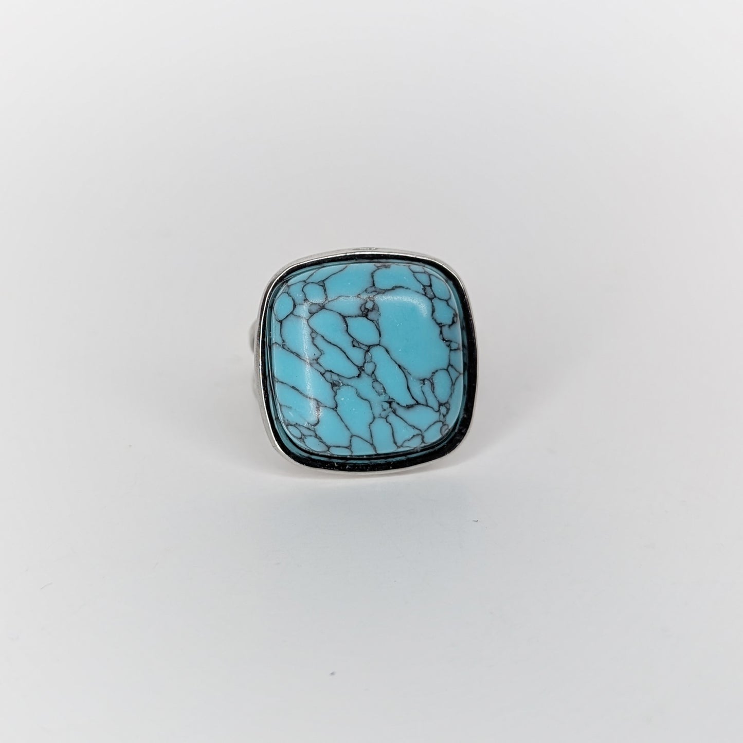Alda Blue Silver Stainless Steel Statement Ring (Anillo)