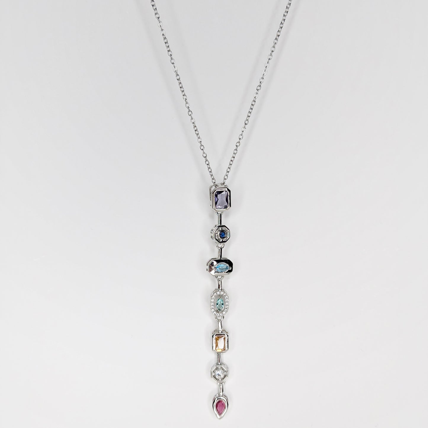 Lunita Stainless Steel Multicolor Drop Necklace (Collar)