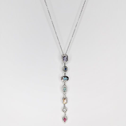 Lunita Stainless Steel Multicolor Drop Necklace (Collar)