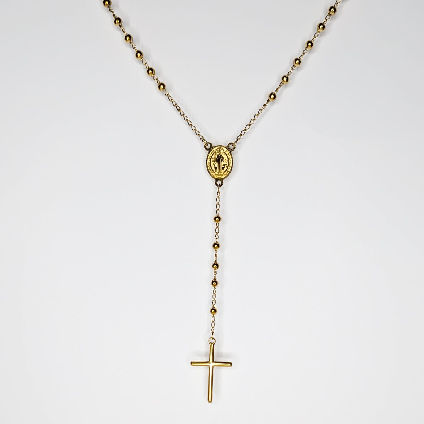 San Benito Stainless Steel Rosary Necklace (Rosario)