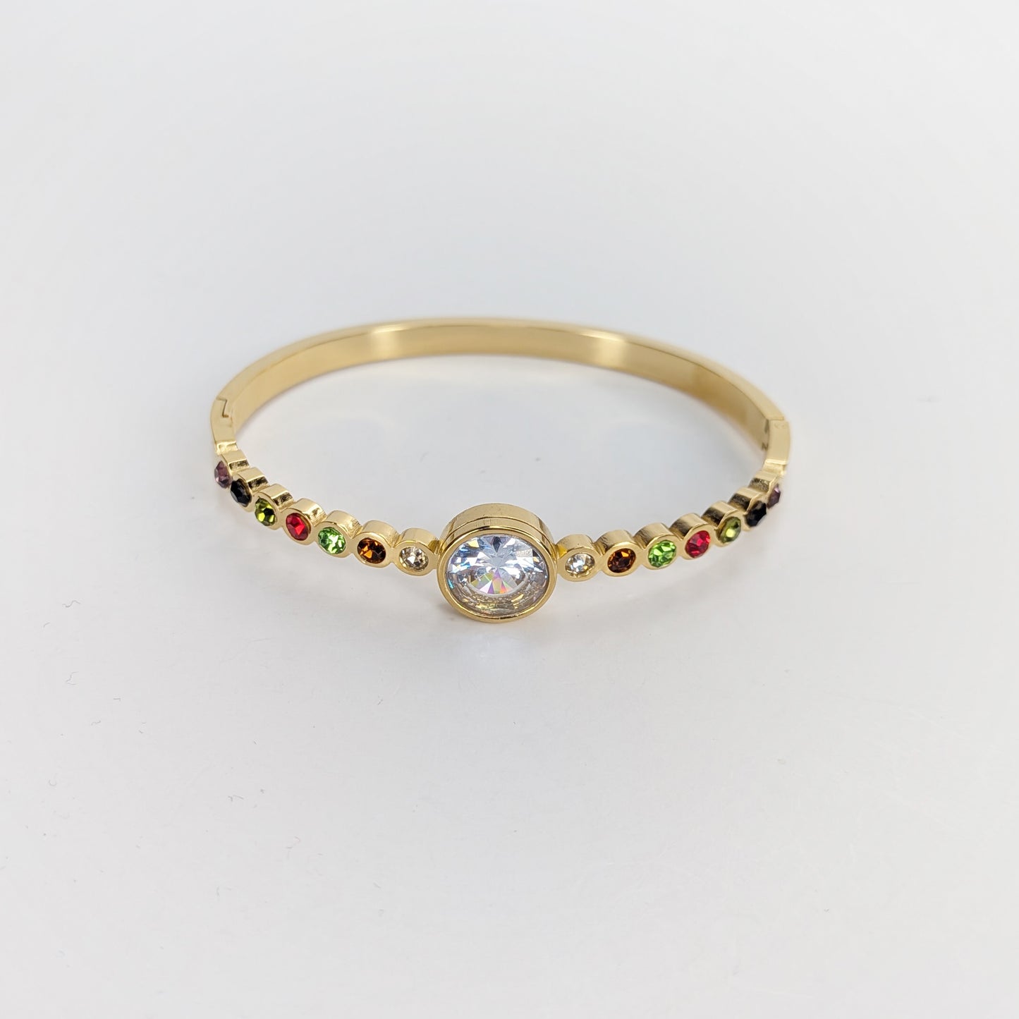 Yanet Stainless Steel Multicolor Crystal Bangle Bracelet (Pulsera)