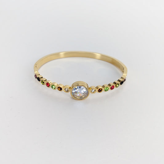Yanet Stainless Steel Multicolor Crystal Bangle Bracelet (Pulsera)