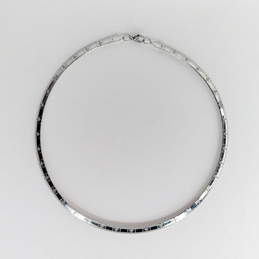Mary Stainless Steel Silver Crystal Link Necklace (Collar)