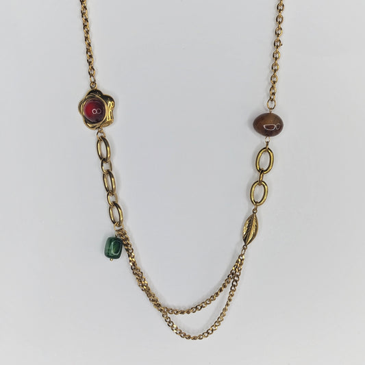 Diva Gold Stainless Steel Mixed Chain Necklace (Collar)