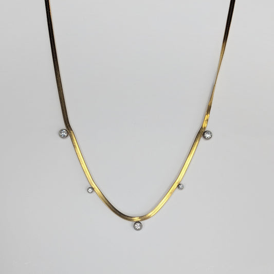 Mónica Gold Tone Crystal Accent Necklace (Collar)