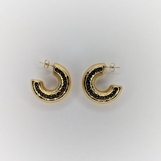 Jeniffer Gold Textured Hoop Earrings (Aretes)