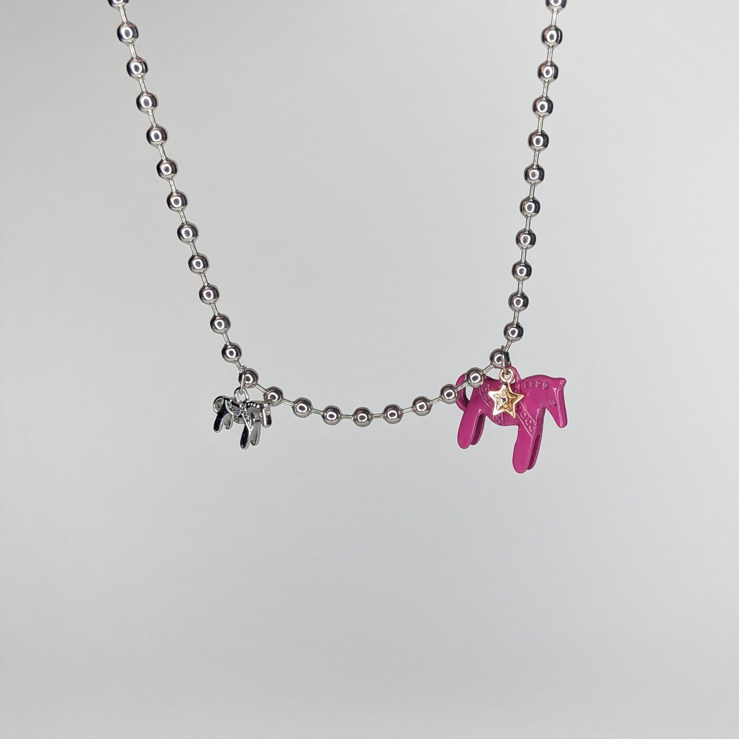 Bella Pink Horse Stainless Steel Necklace (Collar)