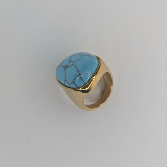 Linet Blue Stone-Like Stainless Steel Ring (Anillo)