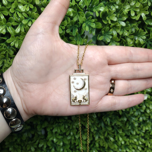 Collar Carta Tarot Luna Beige