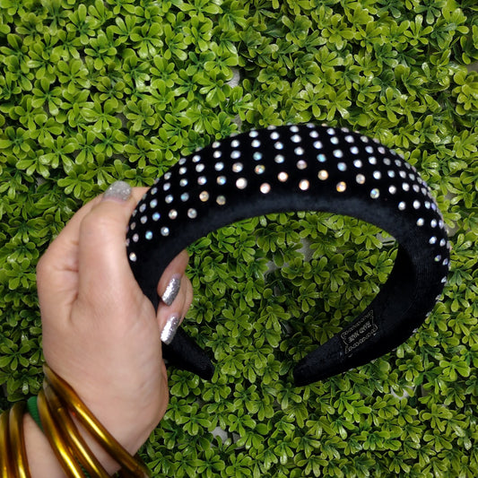 Diadema Negra De Terciopelo Con Brillitos