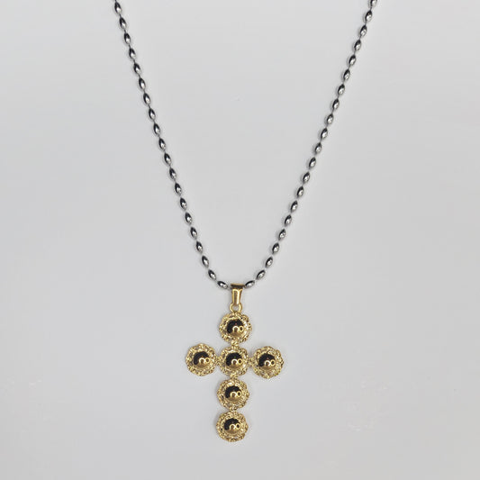 Crucita Two Tone Stainless Steel Cross Necklace (Collar)