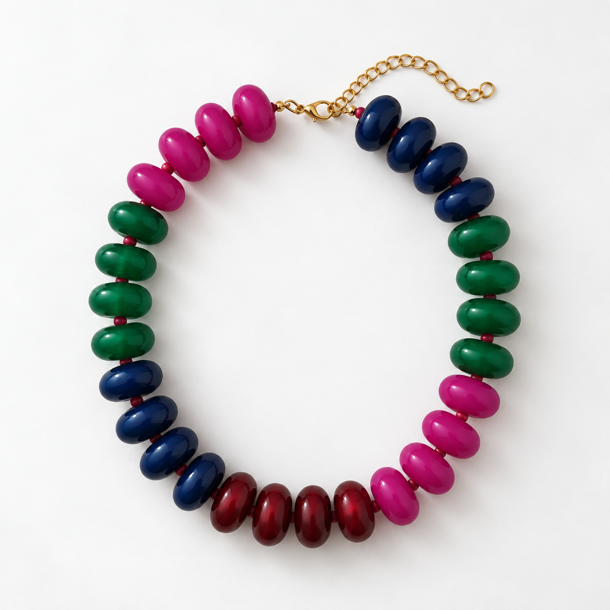 Vera Blue Pink Green Acrylic Beaded Necklace (Collar)